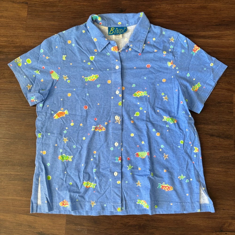 Vintage Bindi Women’s Top Size Large Made in USA Fish pattern